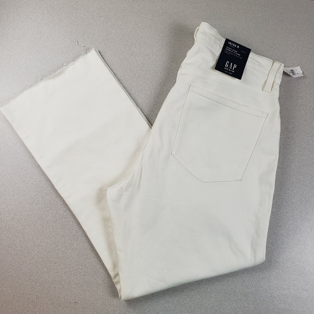 Gap Womens White High Rise Light Wash Ankle‎ Denim Flared Jeans Size 16/33